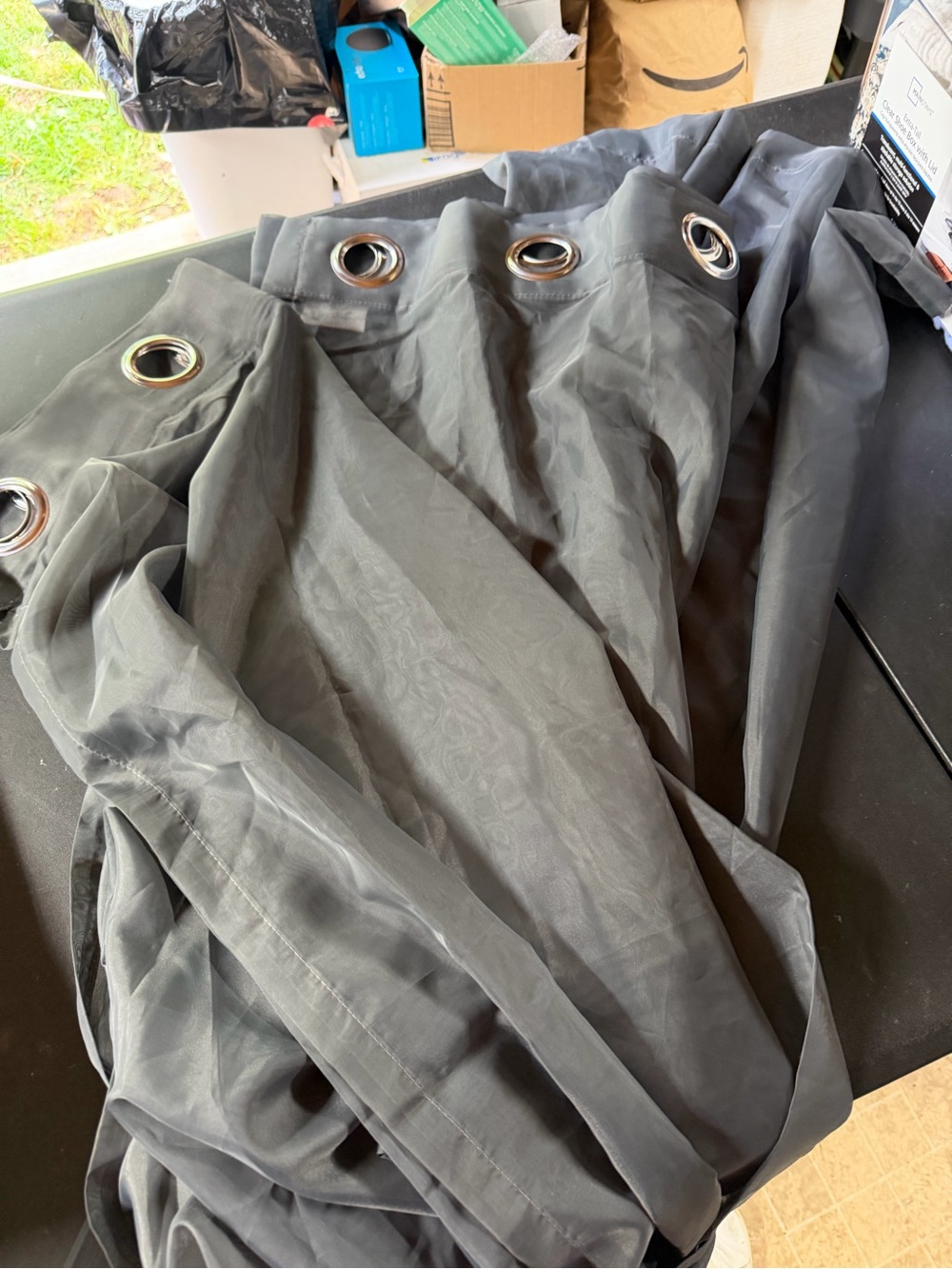 (Sale $5) 2 pc gray sheer curtains 52”x92” each